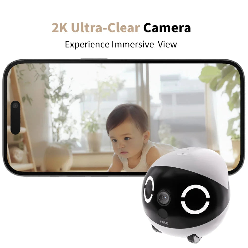 ROLA Mini 2K Wi-Fi Camera Robot with Motion Tracking & 2-Way Audio